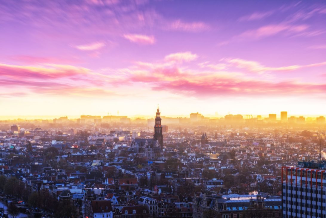 Amsterdam Cityscape during sunset