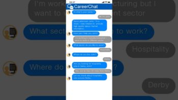 Screenshot of the careerchat service on an iPhone