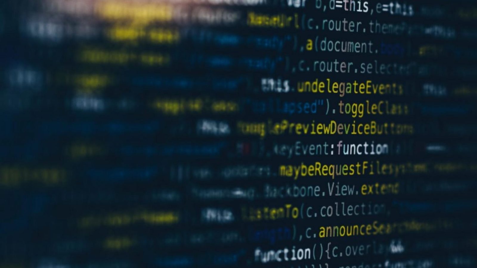 Screen of code some blurred