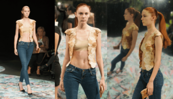 A model wearing a MycoTEX top on the catwalk