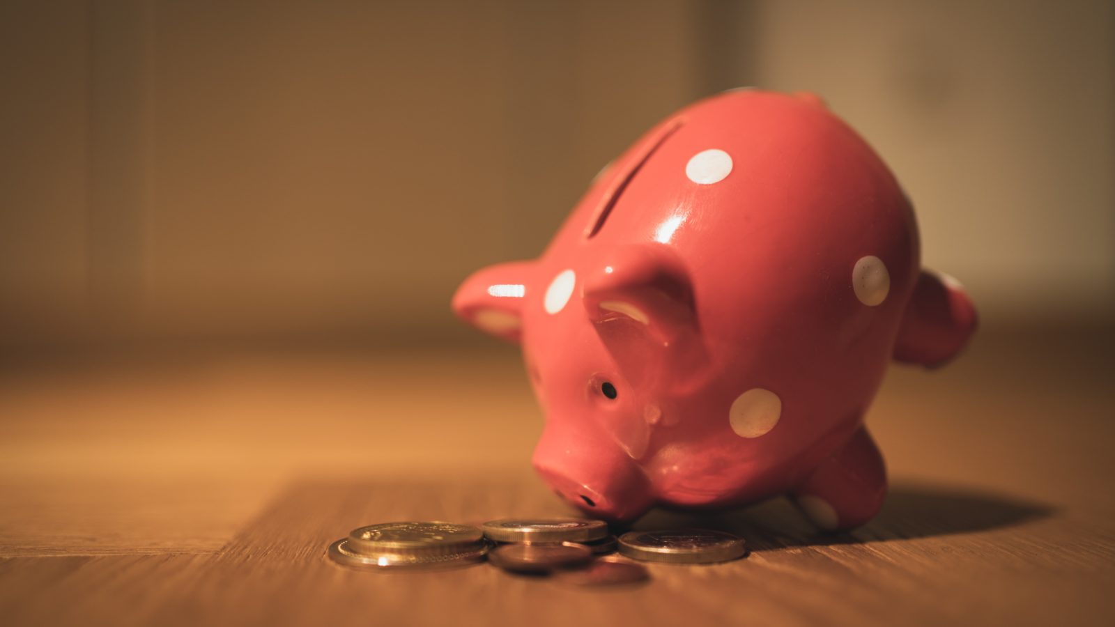 Piggy bank and coins