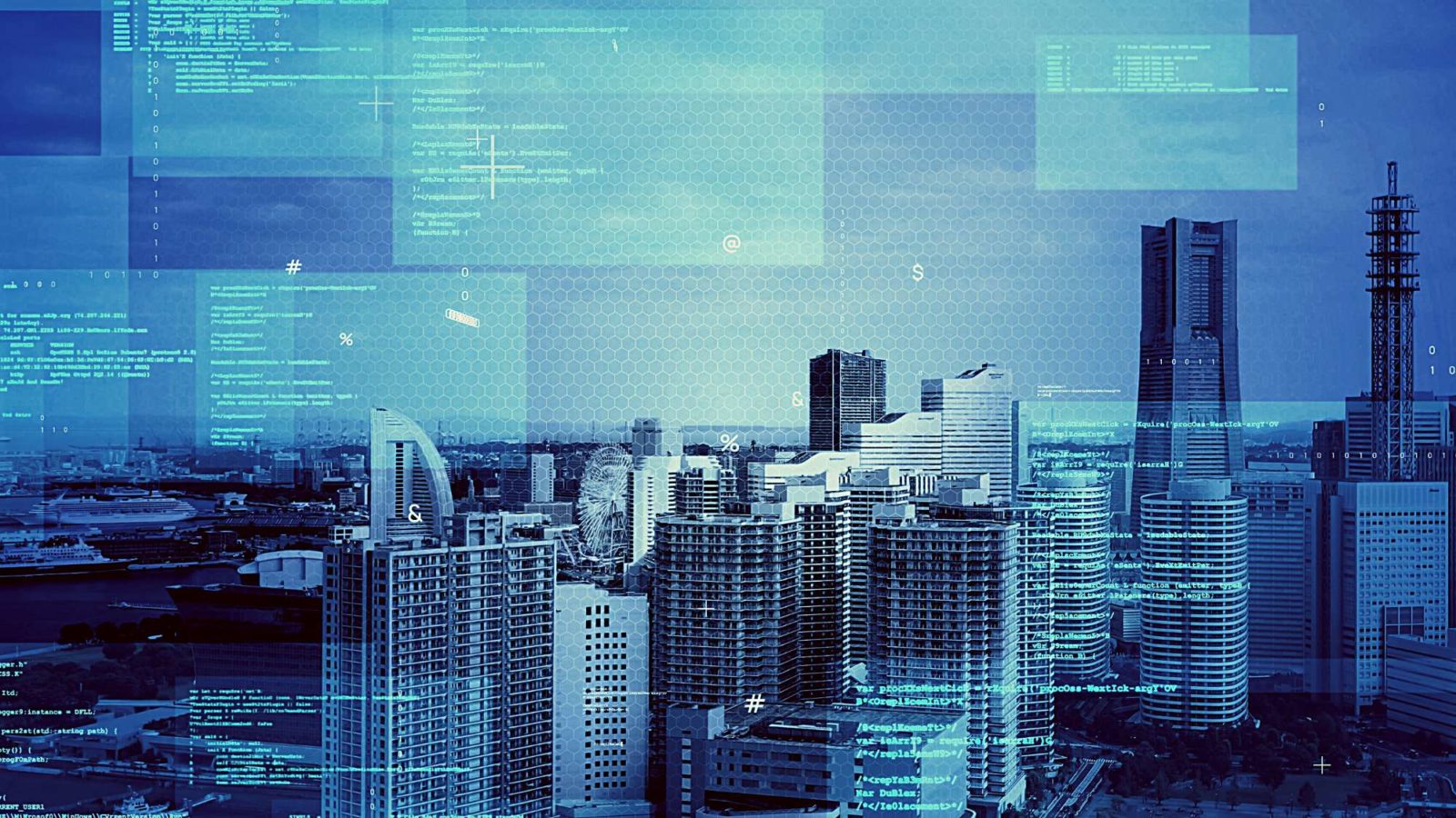 Cityscape overlayed with data