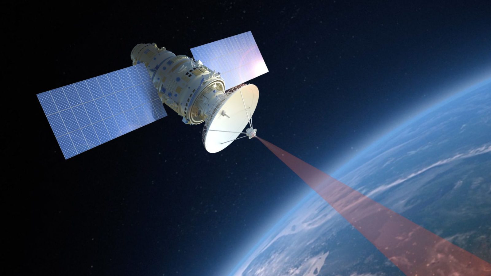 Satellite beaming towards earth