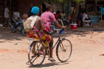 Family on bike in Africa