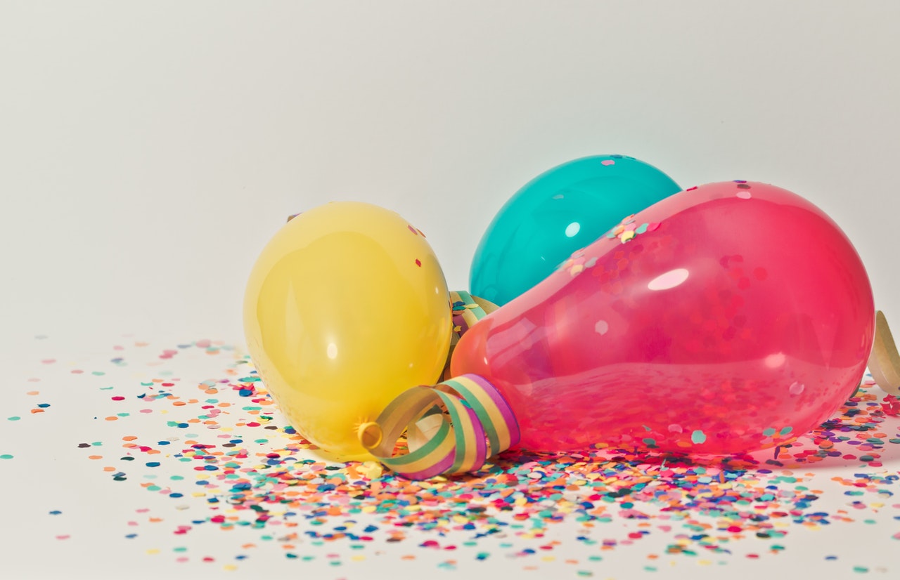 Balloons and confetti lie on the floor|An illustration shows the process of CPR|An illustration explains the idea of green water|An illustration shows how an app can help you work out how to recycle something|An illustration to show how leaving your Bluetooth on can affect the environment|An illustration to show how an app can help people connect with each other|An illustration to show how a smart water bottle can connect with your smart watch and an app to make sure you drink enough water every day|Illustration of app to help with CPR and medical emergencies|Illustration of green water tool that can save users money and reduce pollution|Illustration of app that shows provenance and environmental impact of products|Illustration of personal app to monitor pollution levels|Illustration of an app to measure personal hydration levels
