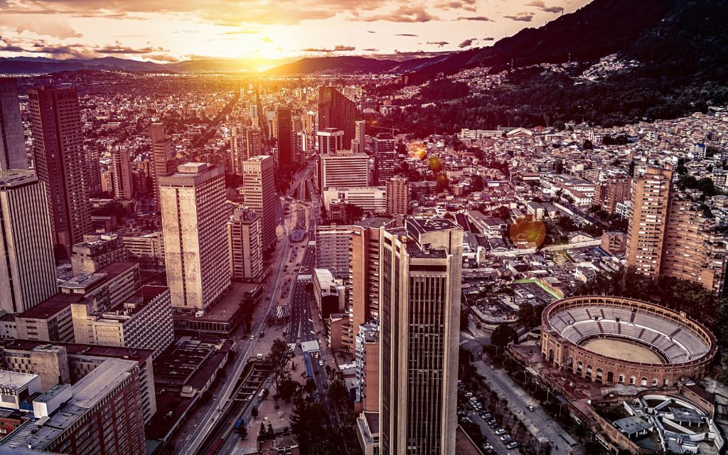 A view of the city of Bogota|UN Habitat logo - for a better urban future