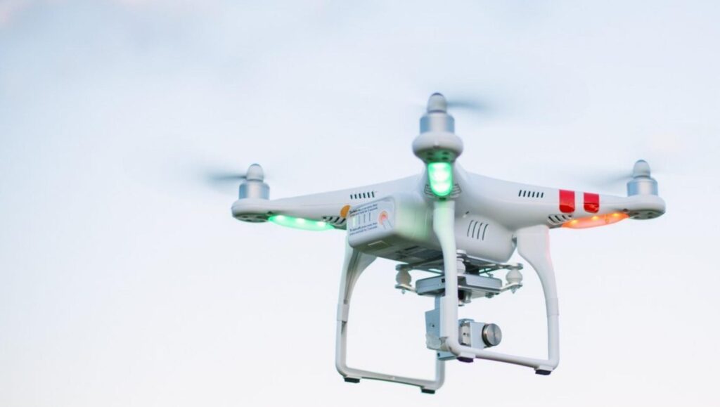 Quadcopter drone in the sky