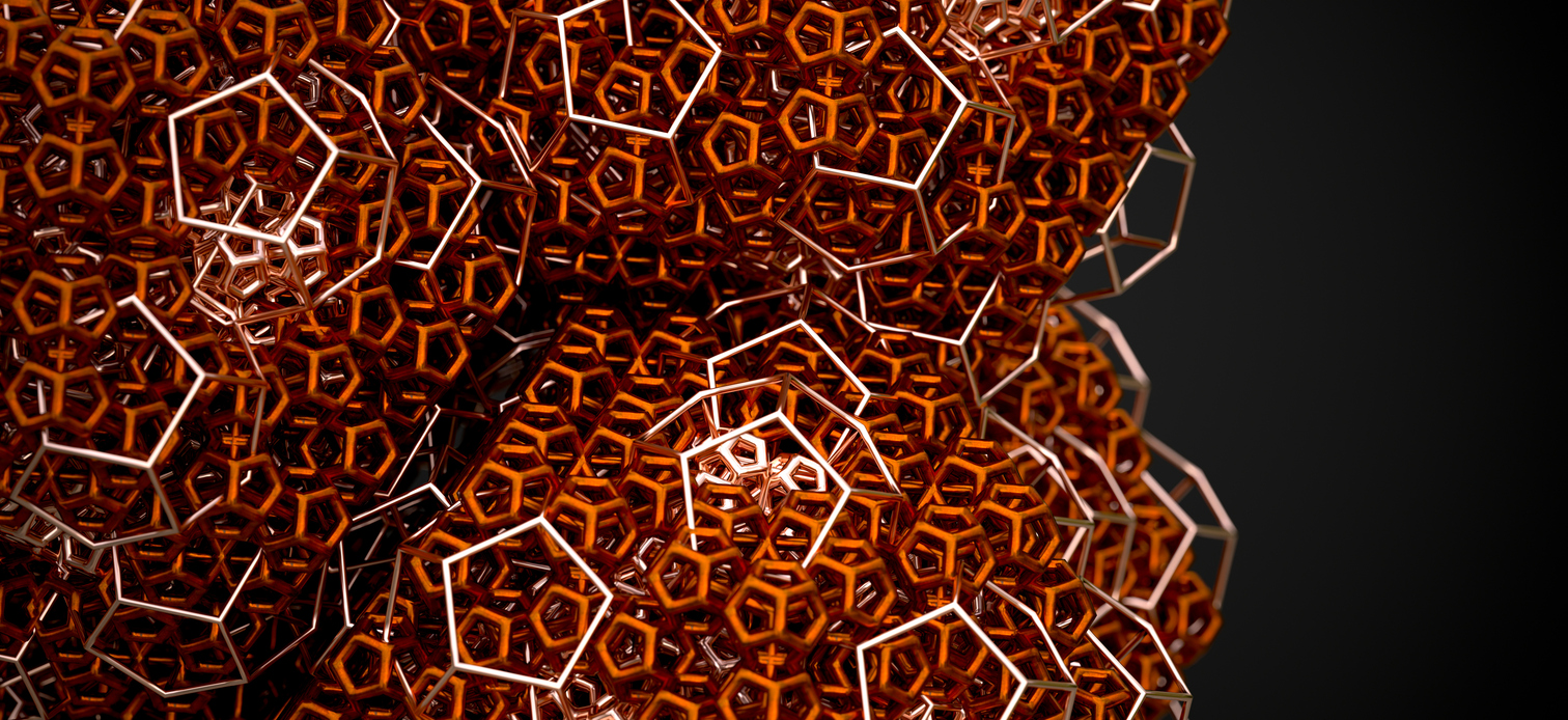 3D computer generated fractal abstract geometric metallic object details