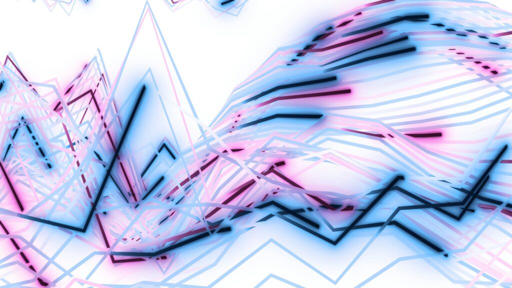 abstract lines and graphs with blue and pink hues
