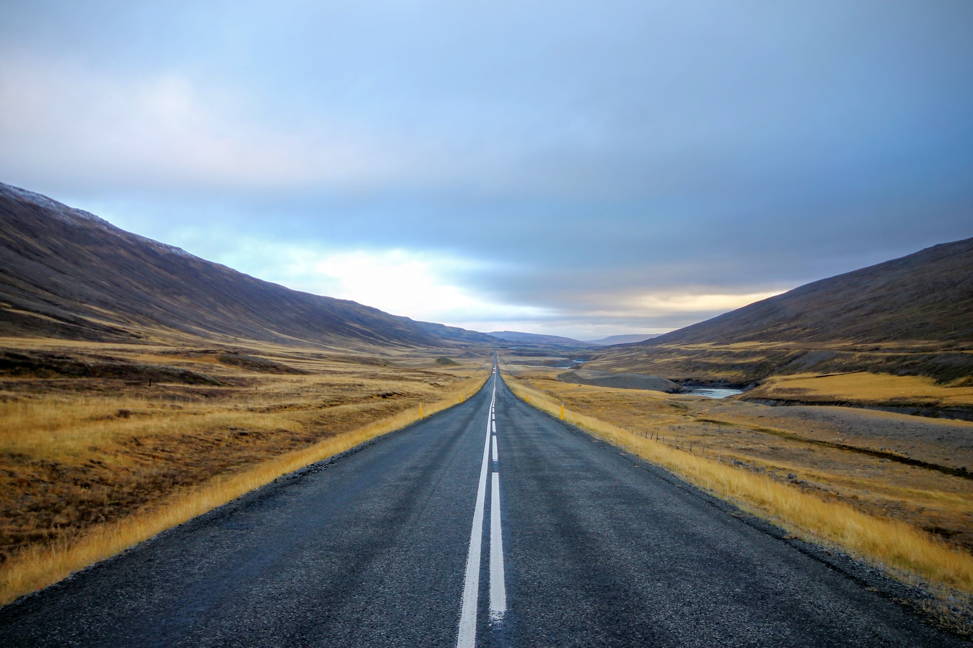 Landscape photo of an empty road in a vast open landscape